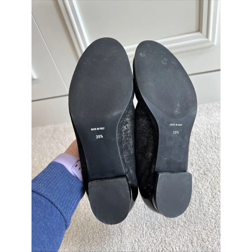 Anyi Lu Cate Ballet Flats Shoes 39.5‎ Black Cap Toe Leather Designer Minimalist